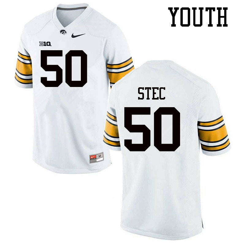 Youth #50 Louie Stec Iowa Hawkeyes College Football Jerseys Sale-White - Click Image to Close